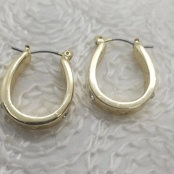 Earrings 3 Pairs Gold Earrings Pearl Rhinestones Horseshoe - Picture 4 of 9